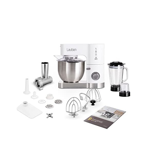 Lauben Kitchen Machine 1200BC Robot de cuisine avec moteur en cuivre et transmission entièrement métallique, 1200 W, mixeur e