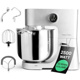 Profi Cook Robot de cuisine avec bol XXL de 12 L | Pétrin avec moteur Longlife Pro de 2500W | Boîte de vitesses en métal et é