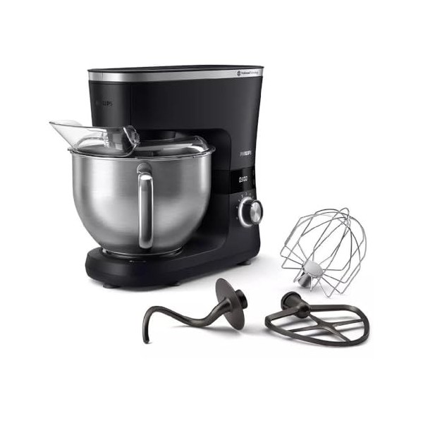 PHILIPS Robot de cuisine série 7000 HR7962/21, bol de 5,5 l, mixeur de 1,5 l, 1000 W, 8 vitesses, argenté/noir