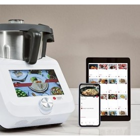 FITNMORE Silvercrest® Robot de cuisine mixeur Monsieur Cuisine Smart « SKMS 1200 A1 », 1200 W, écran 8 pouces, WiFi, Blanc.