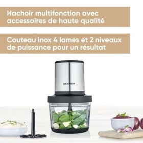 SEVERIN Hachoir électrique 400 W multifonction dune capacité d1 Litre, garanti sans BPA, Hachoir à viande, oignons, herbes,
