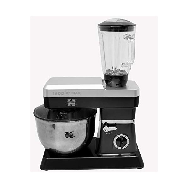 Herzberg, HG5065-RD, Robot Petrin Multifonction, Blender en Verre 1.7L, Puissance 1800 W max, Réglage de 6 Vitesses, Capacité