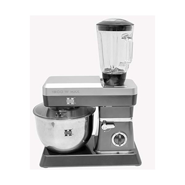 Herzberg, HG5065-RD, Robot Petrin Multifonction, Blender en Verre 1.7L, Puissance 1800 W max, Réglage de 6 Vitesses, Capacité