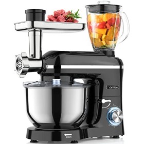 Homlee Robot Pâtissier Multifonctions 1800W Blender Robot Professionnel Hachoir à Viande Électrique avec Mixeur Verre 1,5L, 3