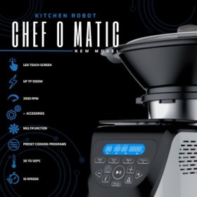 Robot de cuisine Chef O Matic Kitchen Robot, 1000 W, 3 L, 3 500 tr/min, plusieurs accessoires, 10 vitesses, robot multifoncti