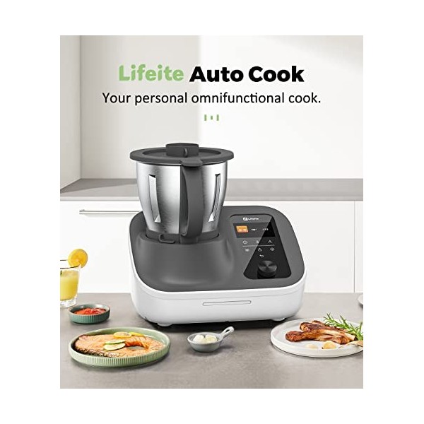 Lifeite Robot Patissier Robot de Cuisine Multifonction - Tout-en-un 21 Modes de Cuisine Intégré Balance, Acier Inoxydable, Pr