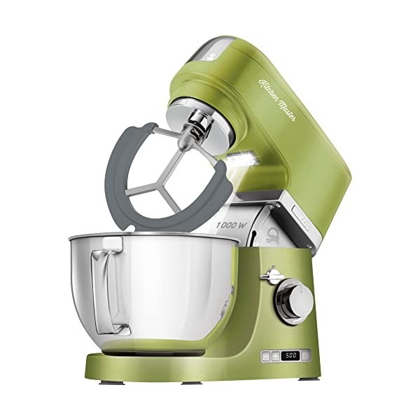 Sencor Robot Pâtissier multifonctions, Robot de Cuisine Robust full metal, Moteur 1000W Surpuissant, avec Éclairage Led, fonc