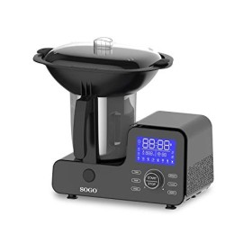 SOGO Easy Cook BAT-SS-14555 Robot DE COCINA MULTIFUNCION 500W Motor 1000W CALENTAMIENTO , Acier Inoxydable, 4 liters, Noir