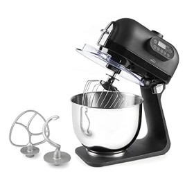 Lacor 69583 Mixeur électrique Delicy, Pan, Robot de cuisine pétrisseur, 5 vitesses, panneau de commande manuel, acier inoxyda
