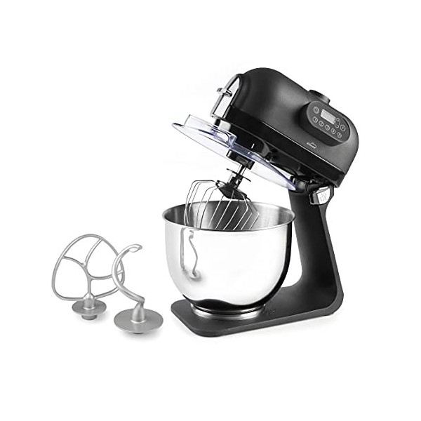 Lacor 69583 Mixeur électrique Delicy, Pan, Robot de cuisine pétrisseur, 5 vitesses, panneau de commande manuel, acier inoxyda
