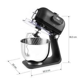 Lacor 69583 Mixeur électrique Delicy, Pan, Robot de cuisine pétrisseur, 5 vitesses, panneau de commande manuel, acier inoxyda