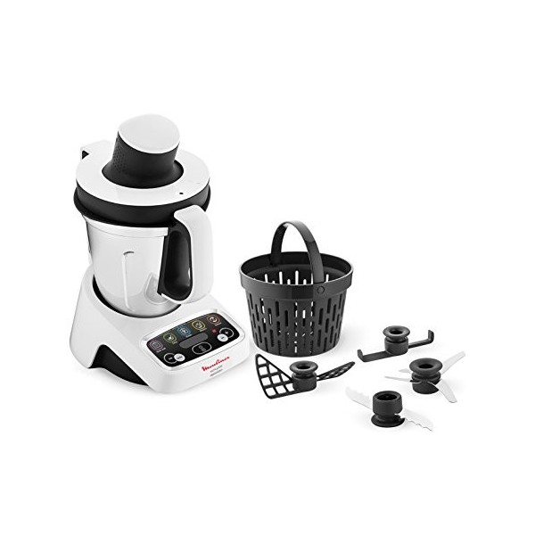 Moulinex HF4041 Volupta Robot de cuisine multifonction avec cuisson, 5 programmes automatiques pour pâtes, plats à vapeur, ve