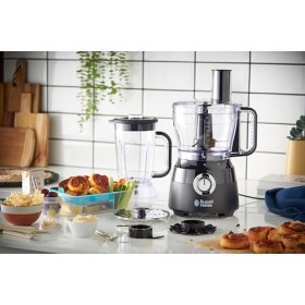 Russell Hobbs Robot Cuisine[Multifonction: Hâche, Mixe, Broie,Tranche, Râpe, Pétrit, Bat] Noir mat 2 vitesses+fonction Pulse