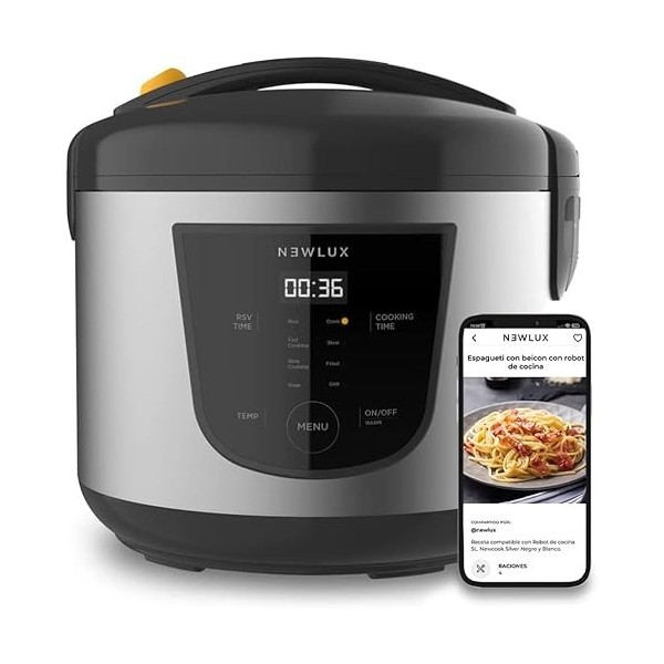 NEWLUX - Robot de cuisine multifonction 5L, programmable jusquà 24H, cuisson automatique, 8 menus préréglés et fonction de m