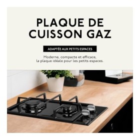 BELDEKO - Plaque de cuisson Gaz verre noir 2 feux - 4000W - Gaz ville et bouteille