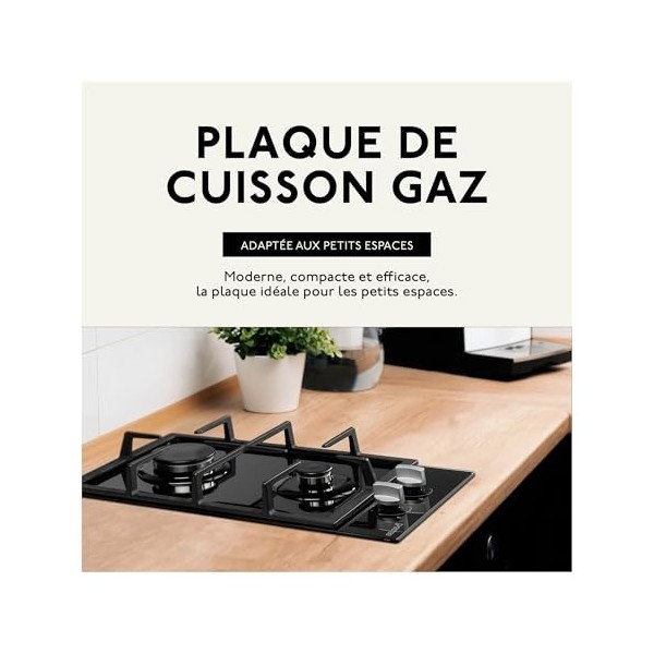 BELDEKO - Plaque de cuisson Gaz verre noir 2 feux - 4000W - Gaz ville et bouteille