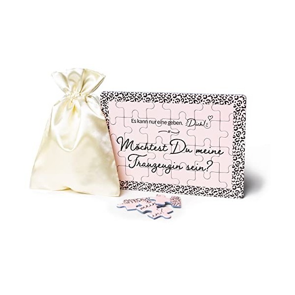 Puzzle de 24 pièces - Idée cadeau surprise pour invitation de mariage, fiançailles, avec pochette en satin