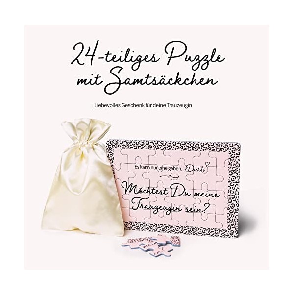 Puzzle de 24 pièces - Idée cadeau surprise pour invitation de mariage, fiançailles, avec pochette en satin