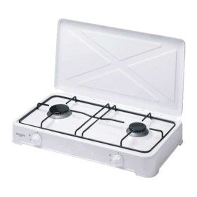 Bastilipo Cocina de gas esmaltada, 2 fuegos, color blanco,quemadores desmontables, tapa protectora - Modelo: CG-200