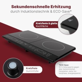 Clatronic DKI 3609 / 3500W / Rotule de cuisson électriques/Verre Céramique/60 cm/technique de induction/Eco-Save/Noir