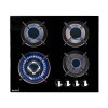 BELDEKO - Plaque de cuisson gaz - 4 Foyers - Double couronne - 7800W - encastrable - verre noir