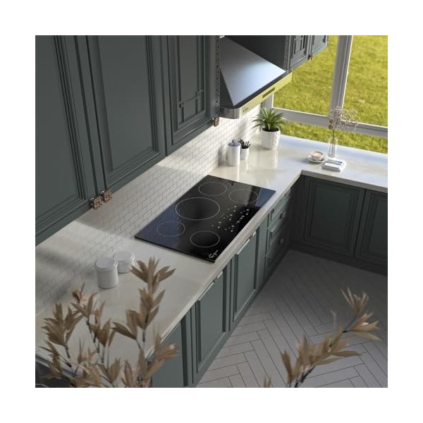 Empava Plaque à induction, cuisinière électrique intégrée 4 zones, nouvelle plaque électrique double zones flexibles pour fon