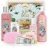 Coffret Femme Fleur de Cerisier Un Air dAntan®: 1 Gel Douche Bain Moussant 250ml, 1 Crème Main 25ml, 1 Savon 100g, 1 Lait Co