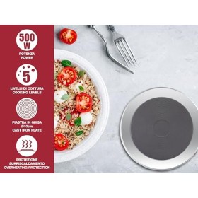 BEPER P101PIA003 Plaque chauffante électrique, 500 W, Acier inoxydable/Ghisa, Noir/Gris