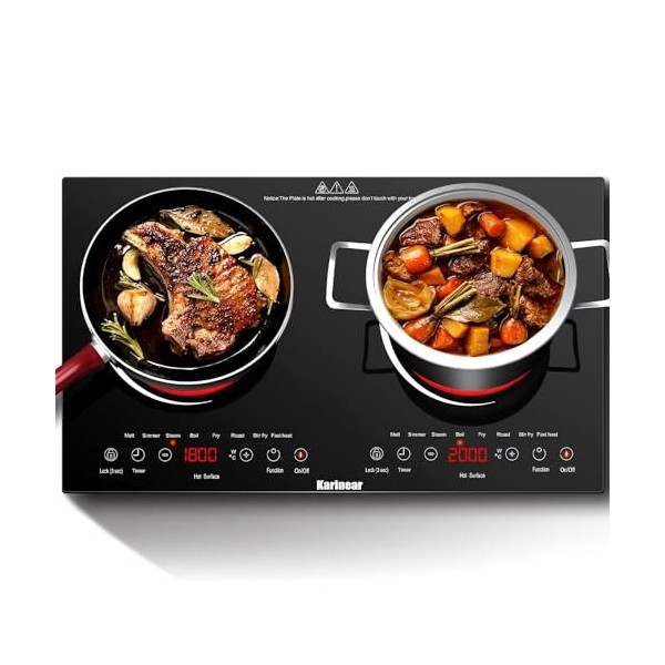 Plaque Vitrocéramique 1 Feu Portable, Karinear, Plaque Electrique Camping, 650℃ Max, Plaque de Cuisson Electrique 1 Feu with 