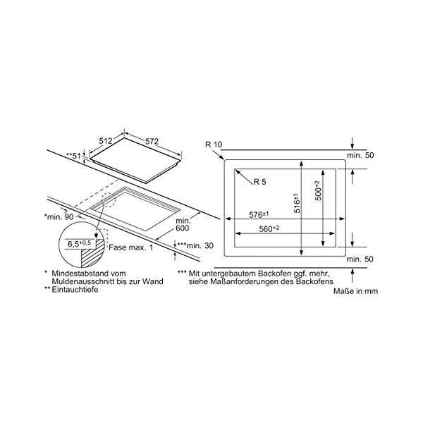 Siemens ET601FNP1E plaque Noir, Acier inoxydable Intégré placement Céramique 4 zone s 