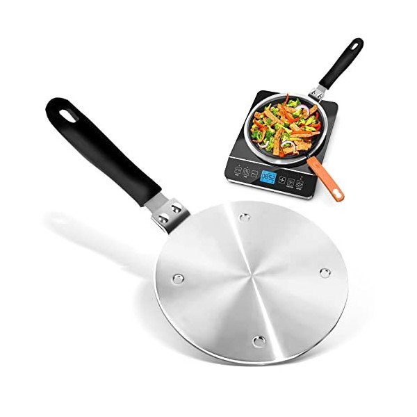 Gocoffun Plaque diffuseur de chaleur pour cuisinière à gaz, plaque adaptateur à induction en acier inoxydable avec poignée de