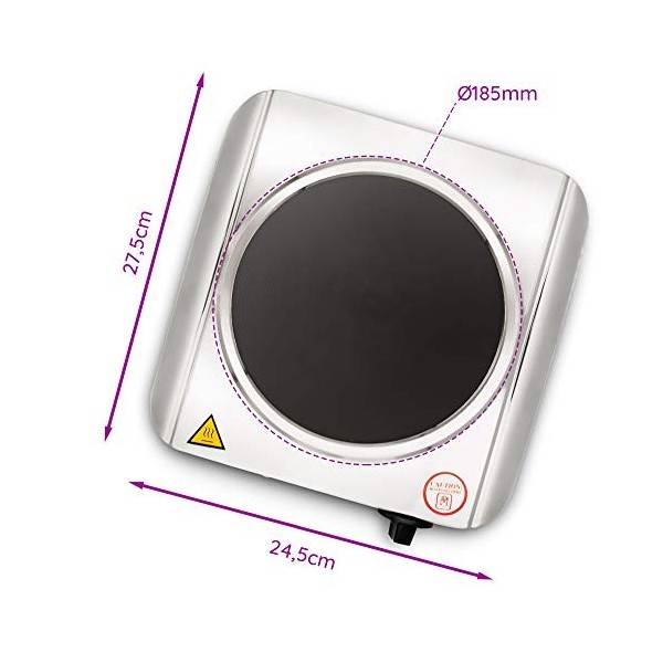 Grunkel - EHP-118INOX - Electric Cooker 18cm Portable Ideal for Caravans, Camping or Small Kitchens Suitable for all Pans - 1