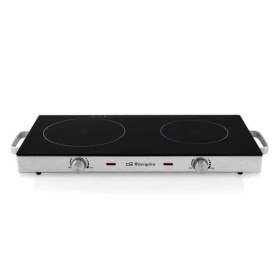 Orbegozo PCE 6000 - Double plaque vitrocéramique, verre trempé, 2 thermostat, poignées isolantes, noire