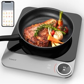 TOKIT Plaque de Cuisson à Induction Portable - Electrique Ultra-fin, 99 Niveaux de Puissance 2100 W, Xiaomi Home App Contrôle