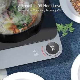 TOKIT Plaque de Cuisson à Induction Portable - Electrique Ultra-fin, 99 Niveaux de Puissance 2100 W, Xiaomi Home App Contrôle