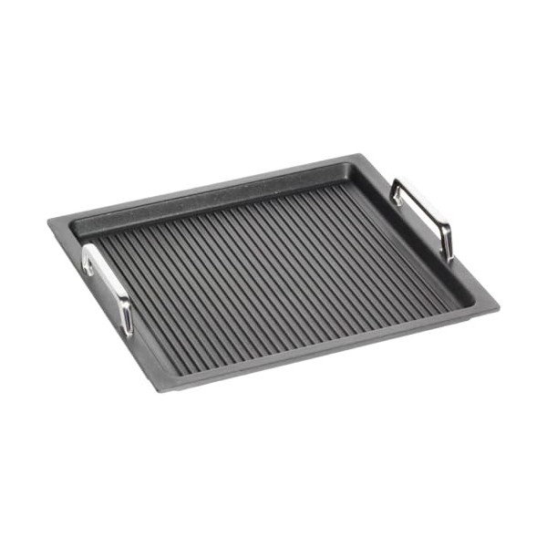 AMT Gastroguss Gastronorm - Plaque de cuisson lisse GN 2/3 - Non induction - 35,4 cm x 32,5 cm - 2 cm de haut - Avec poignées