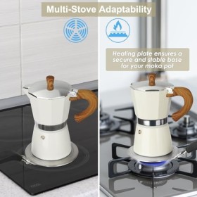 Esilihom Plaque convertisseur de plaque à induction, plaque à induction à moka de 13 cm avec poignée résistante à la chaleur,