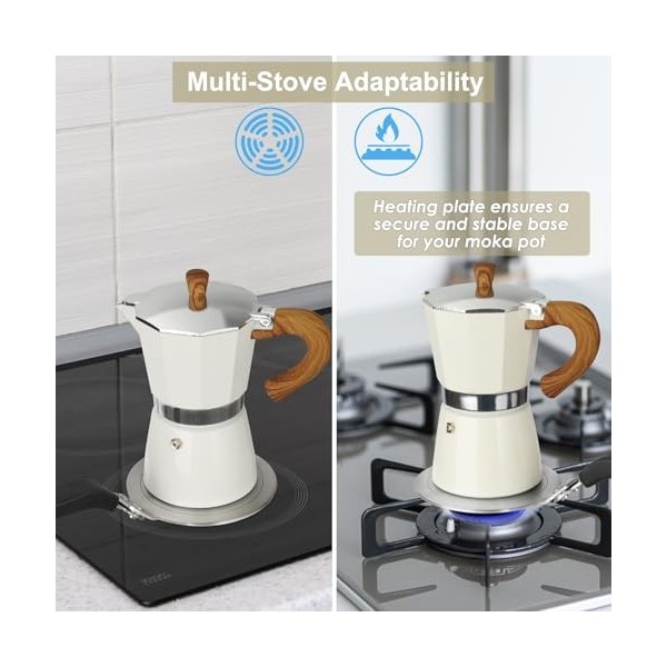 Esilihom Plaque convertisseur de plaque à induction, plaque à induction à moka de 13 cm avec poignée résistante à la chaleur,