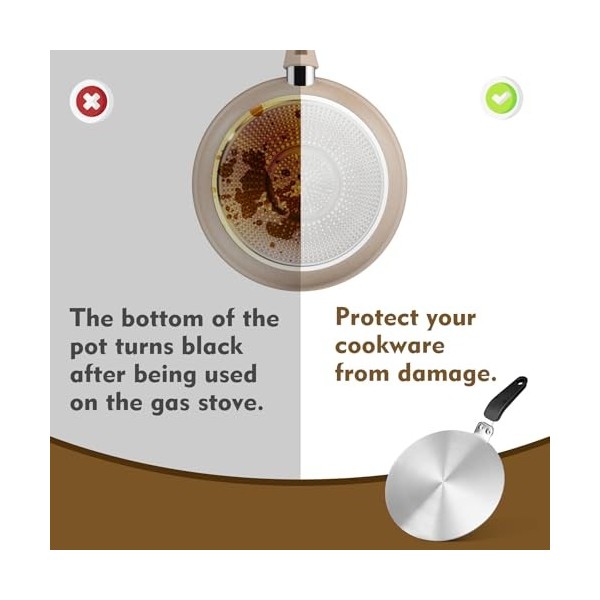 Plaque de conversion de plaque de cuisson à induction en acier inoxydable - Répartiteur de chaleur - Plaque adaptateur à indu