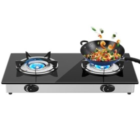 Plaque de Cuisson Gaz 2 Feux, Table de Cuisson à Gaz à 2 Brûleurs, Plaque de Cuisson Gaz Portable pour Cuisine à Domicile, Ca