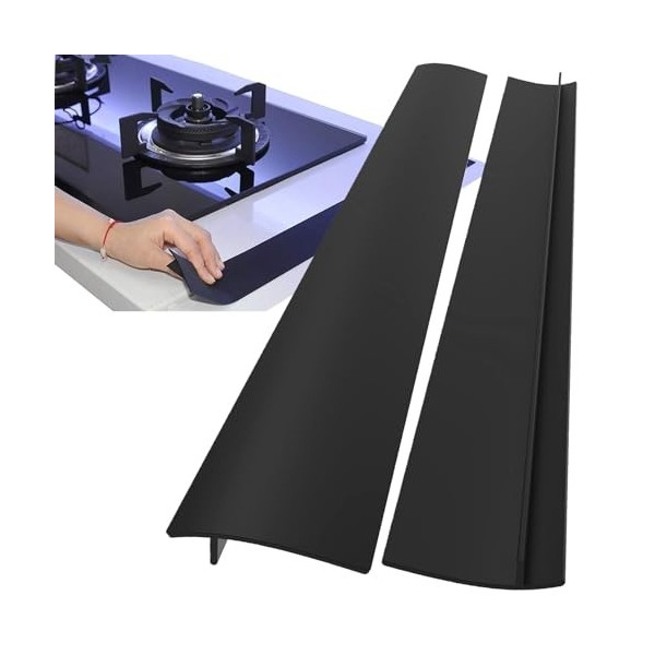 Lot de 2 cache-trous en silicone pour comptoir de cuisine, comptoir de cuisine, nettoyage facile noir 