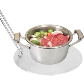 Adaptateur de disque à induction Diffuseur thermique en acier inoxydable de 22 cm avec base et poignée pliable amovible Diffu