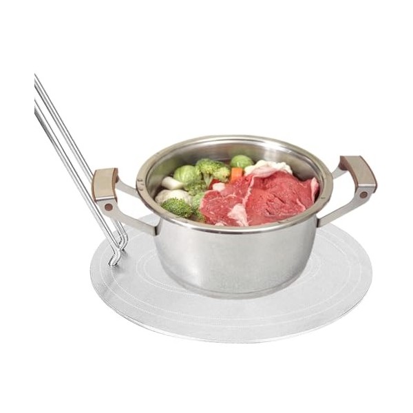Adaptateur de disque à induction Diffuseur thermique en acier inoxydable de 22 cm avec base et poignée pliable amovible Diffu