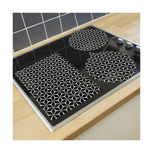 Fourmor Lot de 3 tapis de protection pour cuisinière à induction – Tapis en fibre de verre et silicone, tapis résistant à la 