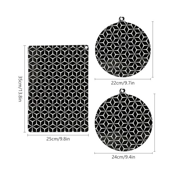 Fourmor Lot de 3 tapis de protection pour cuisinière à induction – Tapis en fibre de verre et silicone, tapis résistant à la 