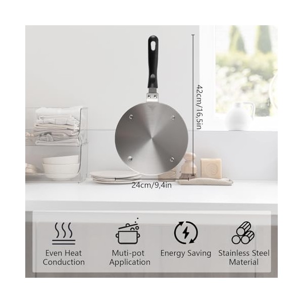 LDHHYH Adaptateur Induction 24 cm Adaptateur Plaque Induction, Poignée Détachable Adaptateur Plaque, Adaptateur pour Plaque I