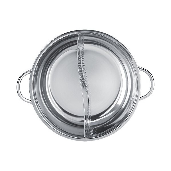 Chinois Hot Pot, Deux pièces en Acier Inoxydable pour 4 à 5 Personnes, avec Induction, gaz, électrique, Plaque de Cuisson en