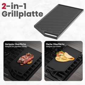 GASLAND GD-S20C Plaque de grill, poêles à griller pour cuisinières à gaz, fonte, protection contre la rouille, accessoire, pl
