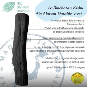 Ma Maison Durable | Binchotan Charbon Actif Eau X3 pcs | Filtration 1.5L/Bâton | Filtre Purificateur eau naturel | Authentiqu