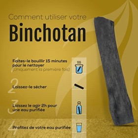 Ajima Binchotan Baton de Charbon Actif Bio - Idéal pour Filtre 2,5L deau par Jour - Purificateur Végétal Naturel - Bois de C